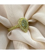 1.51 TCW GIA Kostüm Gelb Birnenförmig Diamant Verlobung Halo Ring 18K Gold - £4,658.41 GBP