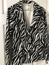 Vintage Finesse Zebra Print Jacket Blazer Sz L Animal Print Faux Fur USA Made - £83.85 GBP