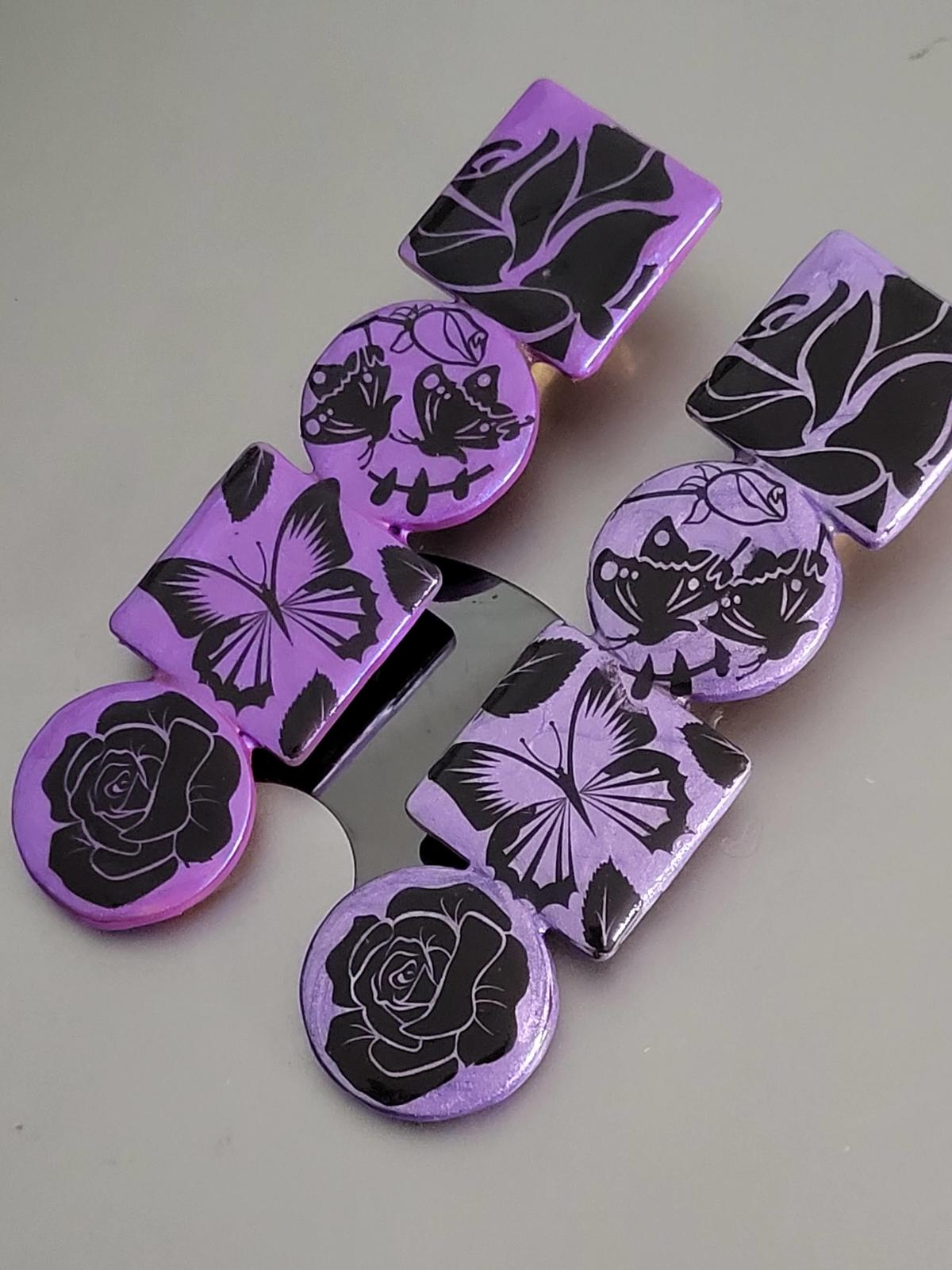 &quot;Vivacious in Violet&quot; clip barette pair.C.2025. - $14.00