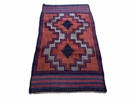 3X5 Vintage Handmade Tribal Wool Rug Balouchi Rug Afghan Rug Red 2&#39; 8&quot; X... - $241.20