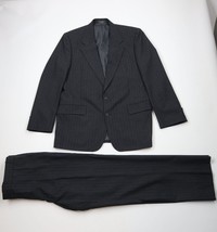 Vtg 70s Savile Row Hardy Amies Mens 44L Pinstriped Wool 2 Piece Suit Wedding USA - $168.25