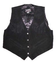 KATCH ME WEST Womens Fringed Black Genuine Leather Western Vest Size L - $49.99