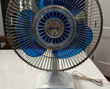 Galaxy 12&quot; 3 Speed Oscillating Fan Type 12-1 Blue &amp; White ~ Vintage! See... - £38.78 GBP