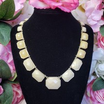 Yellow Beige Square Lucite Gold Tone Link Collar Necklace Statement Necklace - $16.95