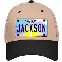 Jackson Mississippi Novelty Khaki Mesh License Plate Hat - £21.75 GBP