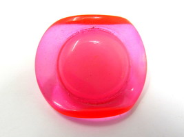 Bright Pink Shank Button 1&quot; Plastic Curled Edges Vintage Blouse Costume ... - £7.75 GBP