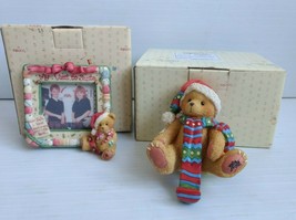 Cherished Teddies My Visit to Santa Photo Frame &amp; Bear in Scarf Stocking Holder - £19.41 GBP
