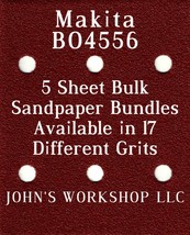 Makita BO4556 - 1/4 Sheet - 17 Grits - No-Slip - 5 Sandpaper Bulk Bundles - $4.99