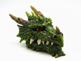 Green Dragon 3040 Bust Head Secret Stash Jewelry Trinket Box 7&quot; L - $25.74
