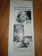 Joan Bennett uses Calox Tooth Powder Print Magazine Ad 1937 - £5.46 GBP