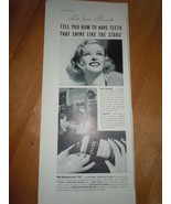 Joan Bennett uses Calox Tooth Powder Print Magazine Ad 1937 - €6,04 EUR
