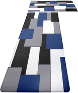 FNLNDO Blue Black Grey White Kitchen Rugs and Mats Set of 2 Modern Abstr... - £45.84 GBP