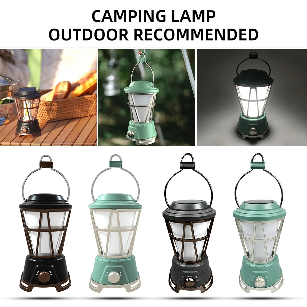 Outdoor Camping Tent Lights Retro Camping Lights Solar Rechargeable Camping - £19.72 GBP+