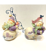 Vintage Home Interiors Homco Christmas Cheerful Snowmen 8&quot; Figurines Lot 2 - £16.44 GBP