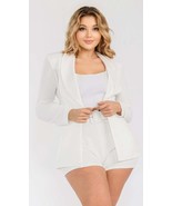 Women&#39;s Plus Solid Blazer 2 Piece Belted Short Set - €56,65 EUR