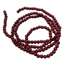 Cranberry Red Wooden Beads Vintage Christmas Tree Garland Strand 8 Feet - $21.98