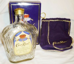 COLLECTIBLE EMPTY BOTTLE CROWN ROYAL WHISKEY IN A BOX &amp; DUST HOLDING BAG - $10.00