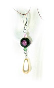 Rose & Raindrop Lampwork Crystal Pierced Drop Earrings - £13.31 GBP