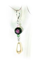 Rose &amp; Raindrop Lampwork Crystal Pierced Drop Earrings - £13.31 GBP