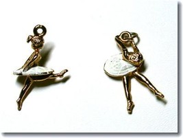 Vintage Enameled Goldtone Ballerina Charms Pendants (2) - £12.34 GBP