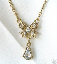 1928 Jewelry Co. Bow &amp; Teardrop Rhinestones Pendant - £12.59 GBP