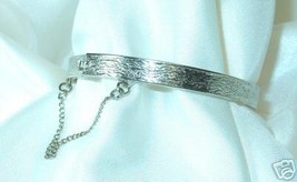 Wood Grain-Stamped Silvertone Bangle Bracelet - $3.00