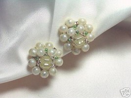 Vintage Faux Pearl Japanese Bead Cluster Earrings - $4.00