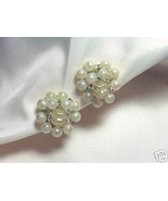 Vintage Faux Pearl Japanese Bead Cluster Earrings - £3.18 GBP