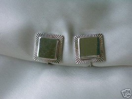 Vintage Signed Coro Silvertone Square Clip Earrings - £3.96 GBP