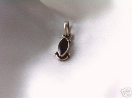 Sterling Silver and Garnet Navette Pendant - $9.00