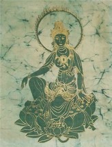 Vtg Batik Art Hindu Buddhist Saraswati Goddess Learning Music Science Java Guard - £54.86 GBP