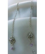 Lavender Faux Pearl Vintage-Look Dangle Earrings - £4.74 GBP