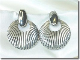 Silvertone Shell Motif Dangling Pierced Post Earrings - £11.76 GBP