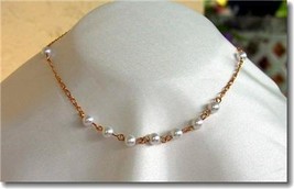 Vintage Faux Pearl &amp; Detailed Goldtone Chain Choker - $15.00