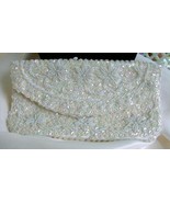 Handmade Sparkly Vintage Sequined &amp; Beaded White Clutch - £19.92 GBP