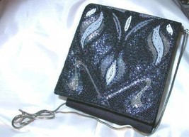 Gorgeous Vintage 1980s Disco Beaded Black Handbag - £19.91 GBP