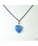 Charming Cobalt Blue Millefiore Glass Heart Pendant - £8.69 GBP
