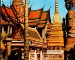 Wat Pra Keo Temple of the Emerald Buddha Bangkok Thailand Chrome Postcar... - $2.92