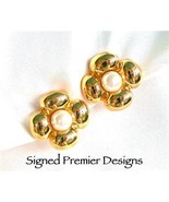 Signed Premier Designs Faux Pearl Flower SB Earrings - $13.00