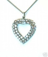 Sparkly Valentine's Double Rhinestones Heart Pendant - £8.62 GBP