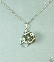 Lovely Silvertone Rose &amp; Filagree Pendant - £14.95 GBP