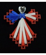 Handmade Colorful Plastic Canvas Ribbon Angel Pins (Red White &amp; Blue) - £4.57 GBP