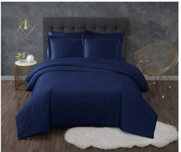TRULY CALM Antimicrobial 3 Piece Duvet Set, Full/Queen Navy T4103822 - £33.63 GBP
