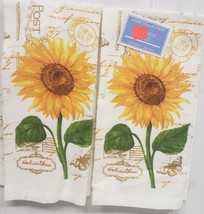 Set Of 2 Same Printed Cotton Towels (15&quot;x25&quot;) Post, Sunflower &amp; Butterfly #2, Am - £9.40 GBP