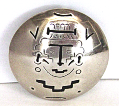 Vintage Sterling Mexico Aztec Brooch Mayan Face Pierced Signed Eagle mark - $47.00