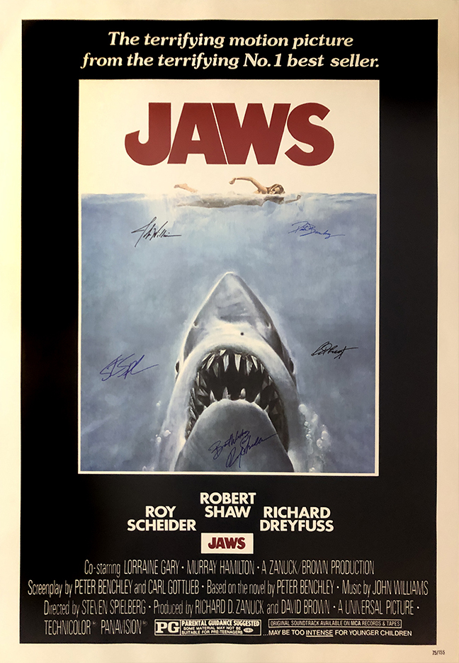 Jaws Signed Movie Poster  - $180.00