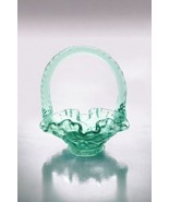 Fenton Pinwheel Mini Art Glass Basket Vtg Mint Green Ruffled Edge Ribbed... - £18.16 GBP