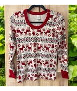 Hanna Anderson Pajama Top Reindeer Organic Cotton Christmas Pjs SIZE Medium - $17.82
