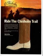 1984 J Chisholm Boots Vintage Print Ad Ride the Chisholm Trail Western Cowboy - £7.75 GBP