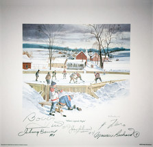 Signed Bower, Lafleur, Beliveau, Hull, Richard Litho - MTL, Chicago, Tor... - £281.61 GBP